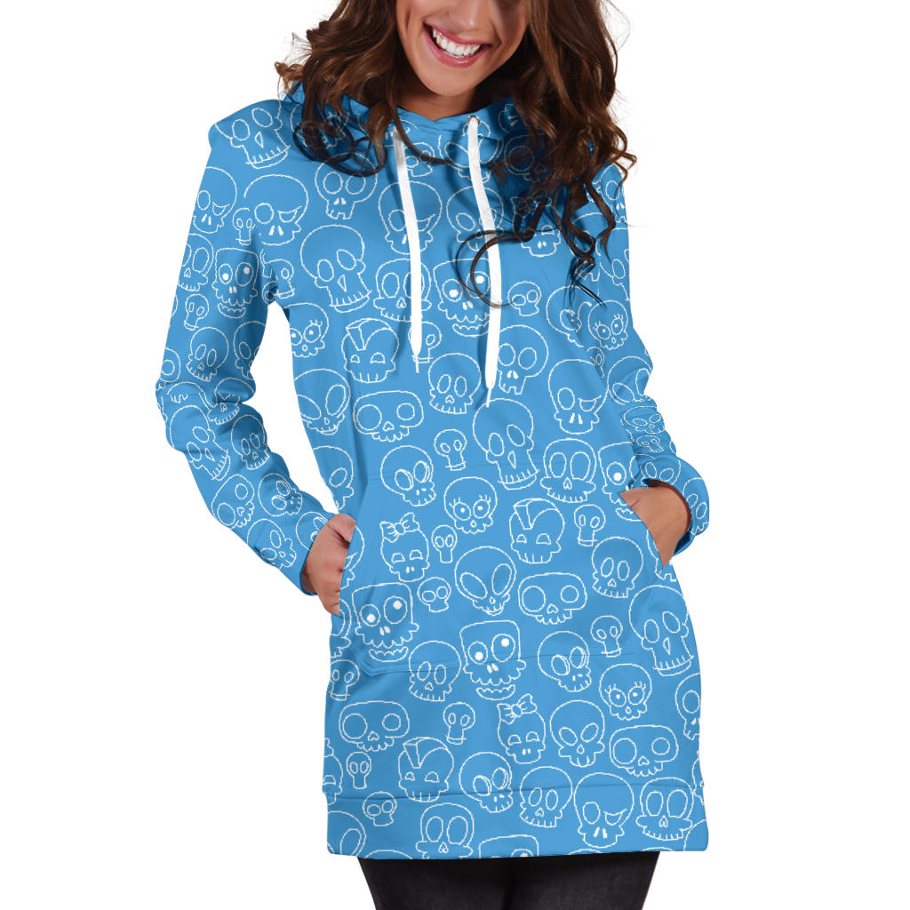 Blue Skull | Premium Ladies | Hoodie Dress