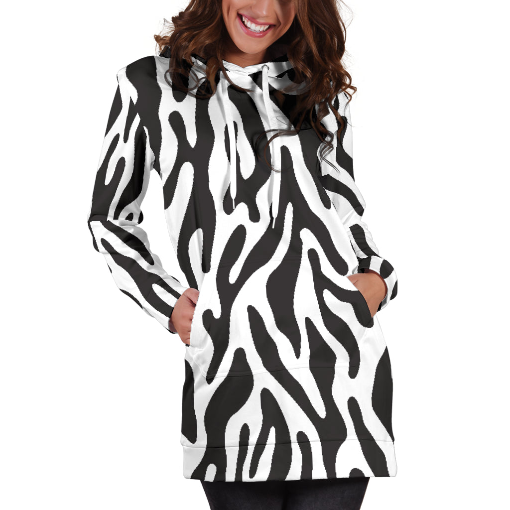 Black and White Animal Pattern | Hoodie Dress