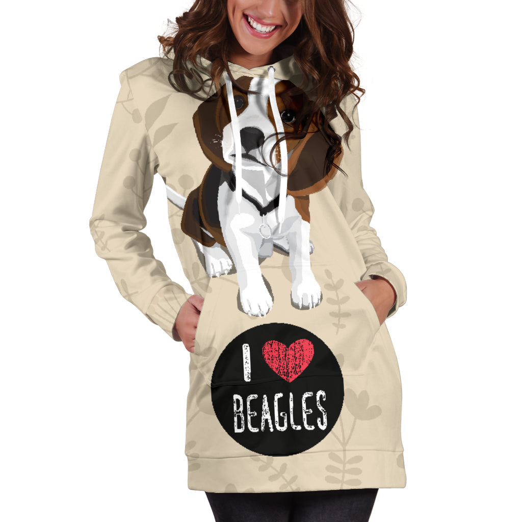 I Love Beagles for Lovers of Beagle Dogs | Hoodie Dress